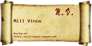 Mill Vince névjegykártya